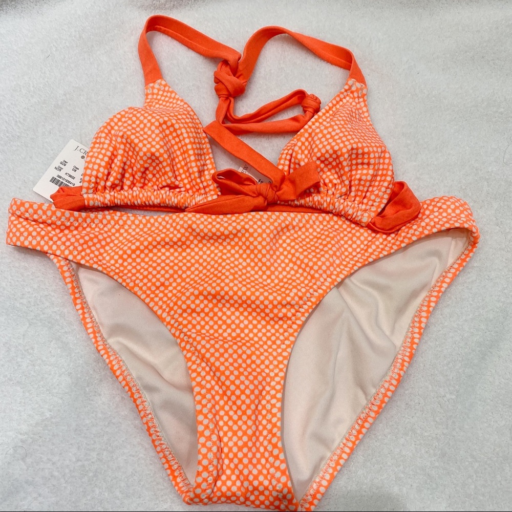 J. Crew two piece orange and white bikini